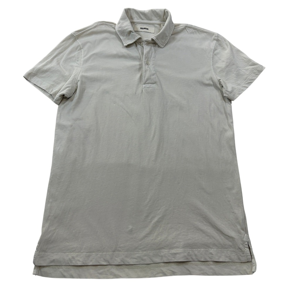 Buck Mason Mens Short Sleeve Cotton Polo Shirt Beige Tan BM11145.223 Size Medium